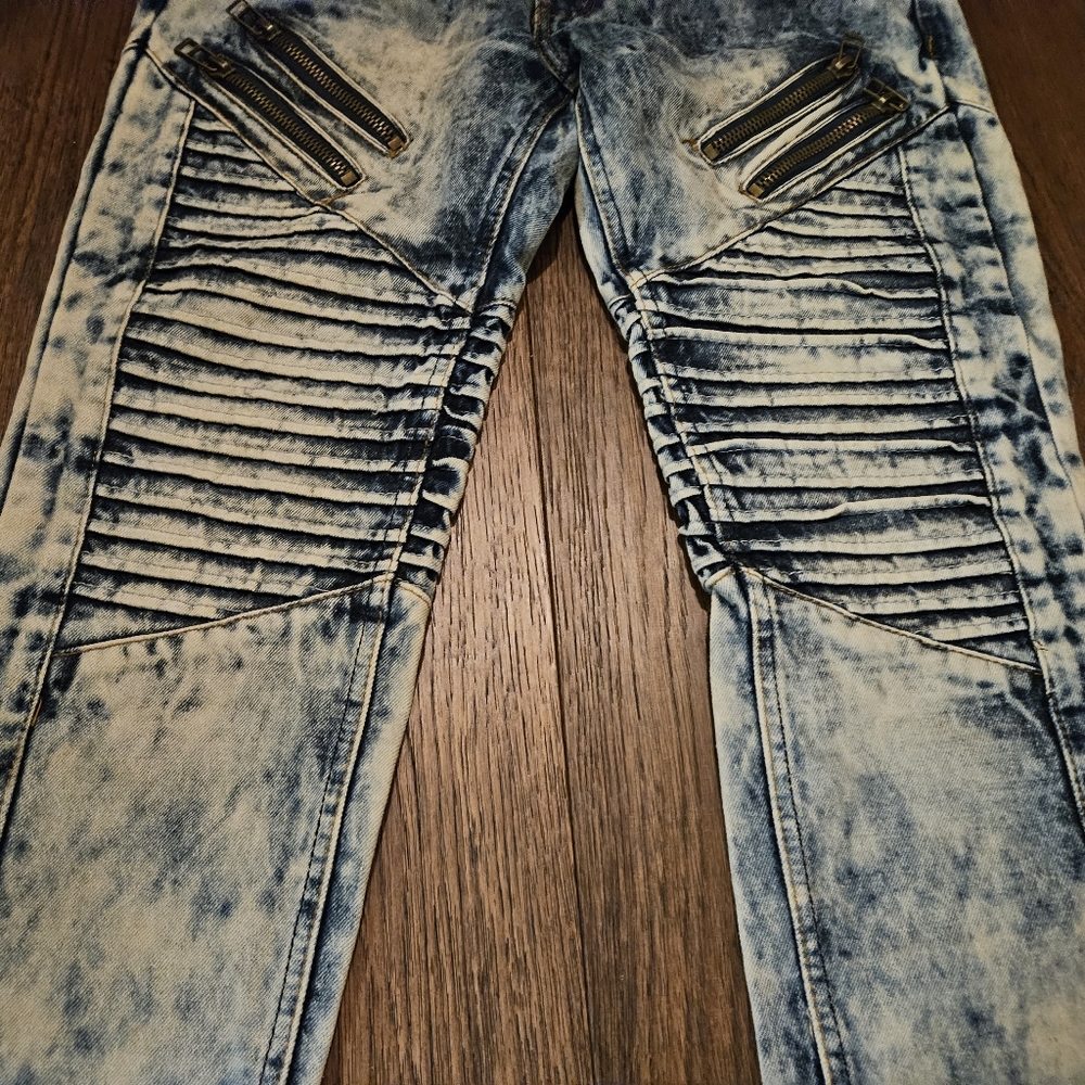 Trill Nation Skinny Jeans Ribbed Acid Wash Zipper Swag Men's Size 34W See Pics. - Picture 5 of 14